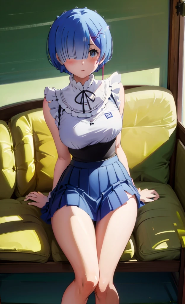 M-shaped leg-shaped legs、Spread your legs、open legs,、Lift up your skirt、classroom、On a chair、Showing panties、Blushing、I can see her panties、Pull up your skirt、Blushing、Blue Hair