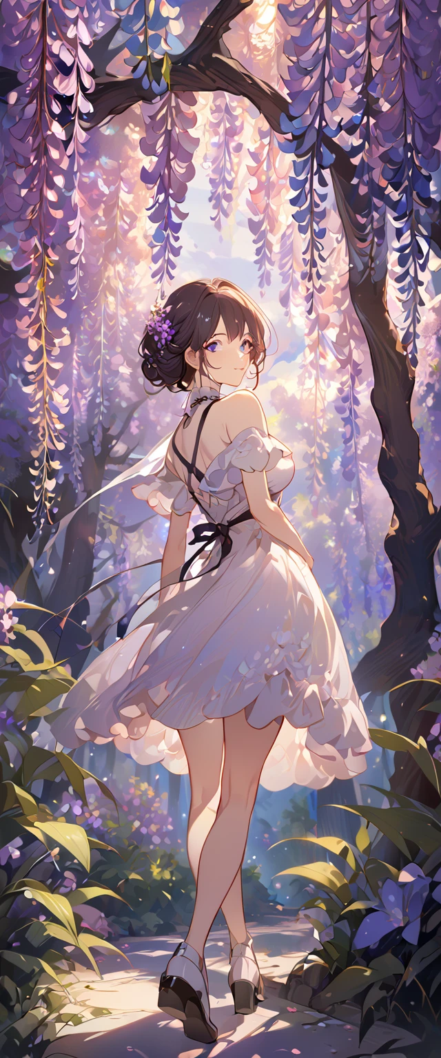 wisteria flower, wisteria tree, wisteria background, 8k ,4k , best quality, high quality, masterpiece inspired by Asukaziye artist : ask, art style : ask