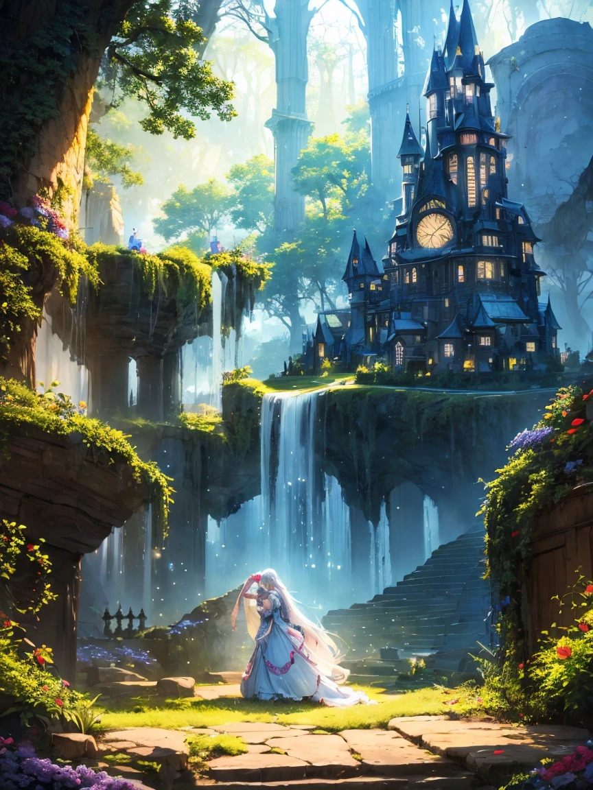 Mysterious glowing spell casting girl, Fantasy Rainbow Forest, Vibrant colors, Fantastic lighting, Detailed leaves, Magical atmosphere, Fascinating views, Dreamy atmosphere, Sparkling Sparkle, Loose-fitting robes, small spell, Mysterious creatures, Magic Tree, Sparkling Stream, Radiant Energy, Mystical symbols, Surreal beauty, Otherworldly landscapes, Swirling Mist, Magic in the air, A magical moment, A fascinating sight, Mysterious Essence, Magic spells, Mysterious Aura, Captivating Charm, Captivating audience, Transcendental Experience, Magic Vortex, Hidden Secrets, Whimsical Creatures, Vivid charm, Enchanting atmosphere, Graceful Melody, Radiation, Otherworldly colors, Fascinating Movement, A joyful celebration in nature, Seductive Nymph, superpower, Pulsating Energy, Enchantment Spells, Fantastic Realms, Transcendental Experience,Western painting,old photograph,