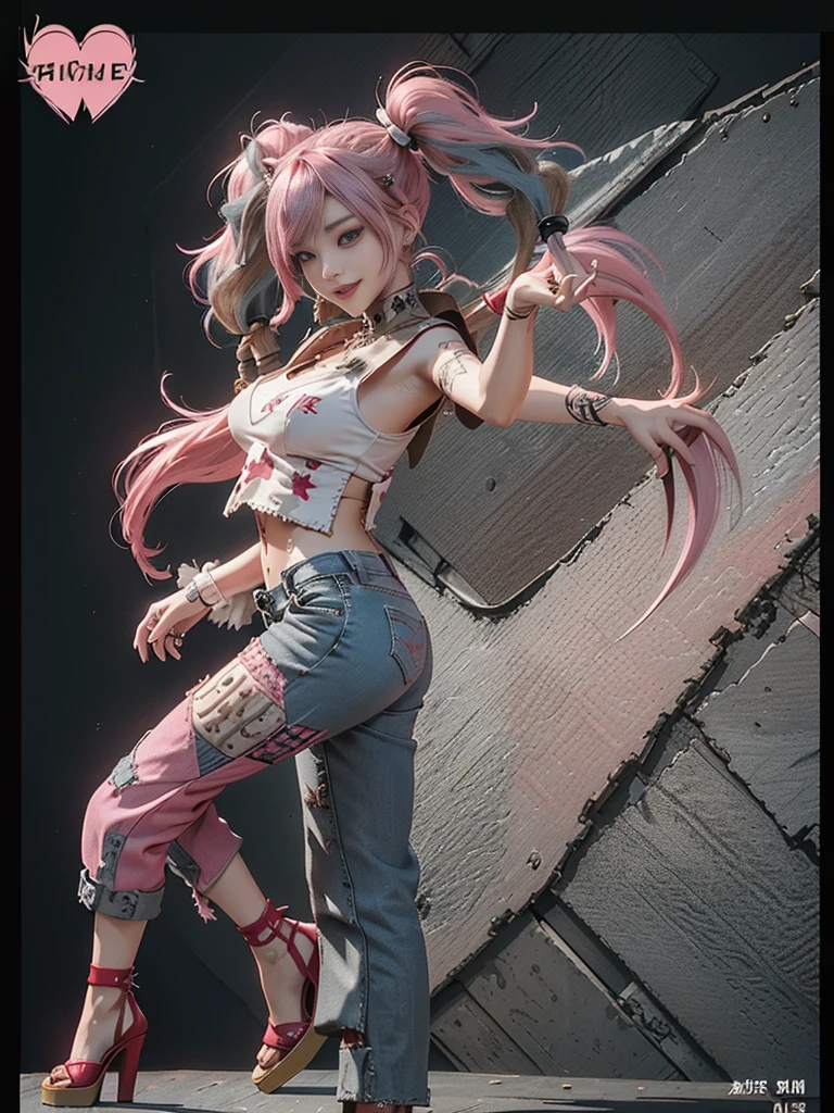 (Full Body View:1.3)、(Side view:1.1)、(Beautiful face:1.3)、(Smiling with teeth showing:1.3),(Shibuya Gal:1.5)、(Beverly Hills Whore:1.4)、(Neo-goth fashion:1.5)、(Punk RockVisual Kei:1.4)、(Modern magenta and red Barong:1.5)、(Tattered brown and charcoal denim bugle pants:1.5)、(Mustard Yellow Headband:1.3)、(Charcoal and khaki high heels:1.4)、collar、(We sell patterned underwear with logos.:1.4)、15 years old、NSFW,((Highest quality、In 8K、masterpiece:1.3))、Sharp focus:1.2、(Layered Cut、Huge boobs:1.1),Beautiful woman with perfect figure:1.4、(Open legs:1.3)、(Raise your arms:1.2)、(Open your crotch:1.3)、Slender Abs:1.2、Butt、Highly detailed face and skin texture、Detailed eyes、double eyelid,(Bob Hair:1.3)、(Light pink hair:1.3)、Dynamic Pose、Obscene pose、Humiliating pose、Gravure idol、(luxury fashion show stage:1.3)、(Make your legs thinner:1.4)、(Slim body:1.3)、(clavicle:1.1)