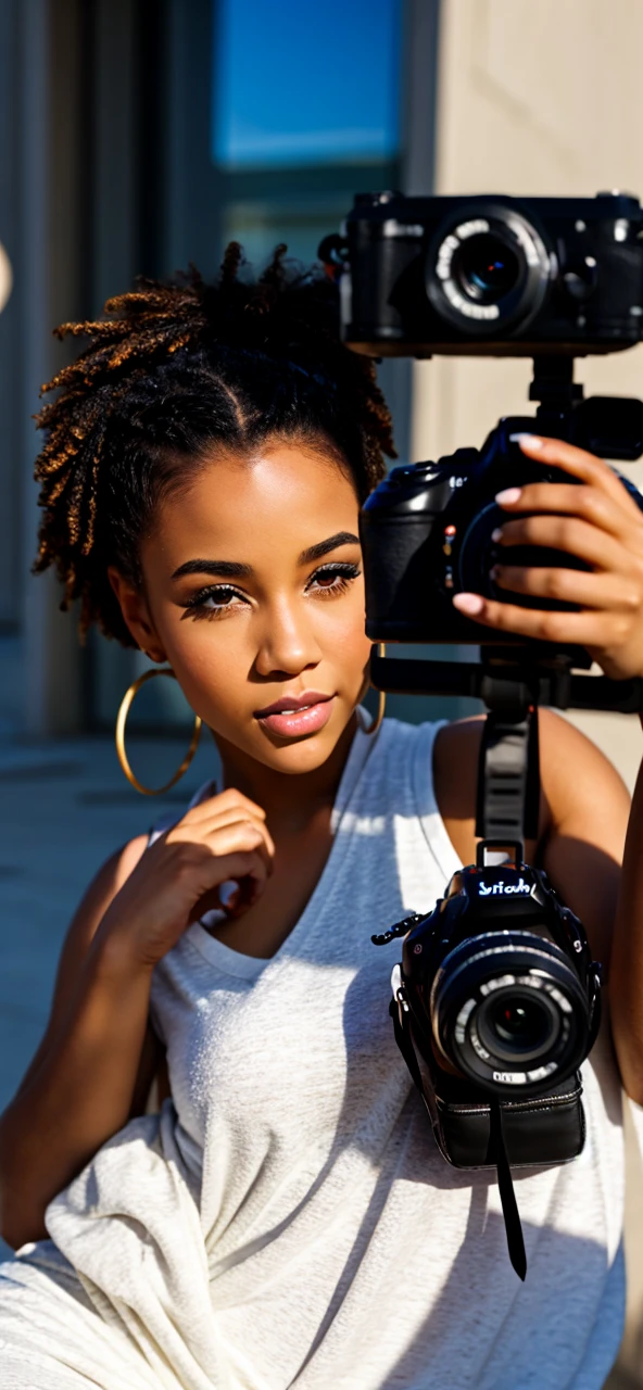 Lightskin girl with camera