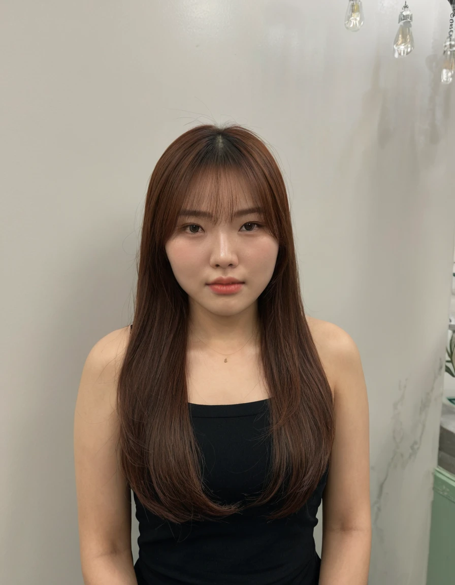Best Quality, 8k, Masterpiece, (Portrait: 1.3), (photo realistic:1.4), (hyper realistic:1.4), Sharp Focus, looking at viewer, (smoother lighting:1.1), (increase cinematic lighting quality:0.9), realistic lighting, backlighting, light on face, ray trace, (brightening light:1.2), (Increase quality:1.4), sharp detail, (best quality real texture skin:1.4), finely detailed eyes, black_eyes, finely detailed face, 25 year old Korean woman
