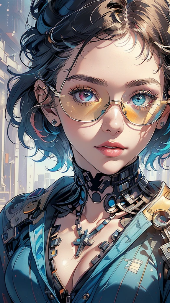 (((masterpiece, highest quality))),(((solo:1.2))),(((1girl:1.2))),32k wallpaper, very detailed,(((((portfolio))))),(((((Close-up))))),(((((bust up))))),((((more various angle)))),(((highlight))),((((heterochromia)))),(((complete. detailed face))),((((Extremely talented)))),((((Wonderfully detailed complicated machine)))),((((genius mechanic)))),((Overall colorfully)),(((futuristic galaxy))),(((perfect clear skinn))),(((Cleavage))),(((sunglasses)))
