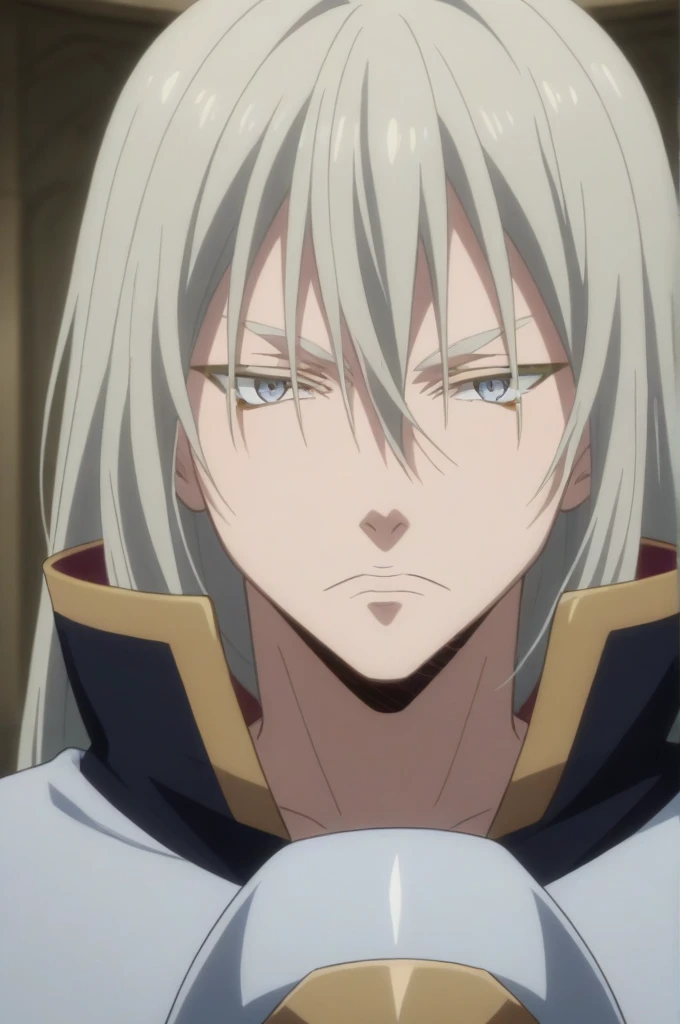 score_9, score_8_up, score_7_up, source_anime, rating_safe, intricate details, anime screencap, , , looking at viewer, , 1boy, solo, male focus, leon_cromwell, grey hair, grey eyes, long hair, hair between eyes,Angry expression,, ultra detail, ultra HD, masterpiece 