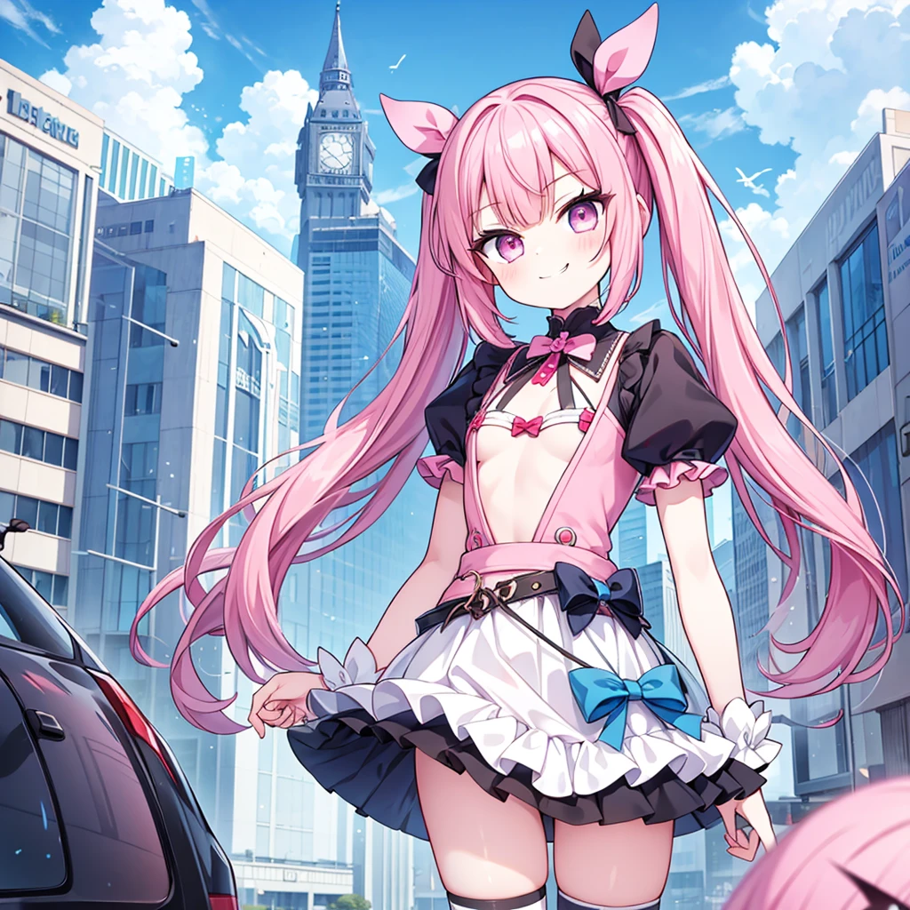 masterpiece, best quality, hyper detailed, 2girl, evil smiling, looking at viewerery,flat chest,blue hair,short twintails,middle hair,sky blue eyes,cute miniskirt,cute striped panty,cute high socks,cute shoes,smirk,pantyshot,
1girl, evil smiling, looking at viewer, 1girl, evil smiling, looking at viewer,flat chest,small breasts,pink hair,twintails,middle hair,pink eyes,with star-shaped eyes,