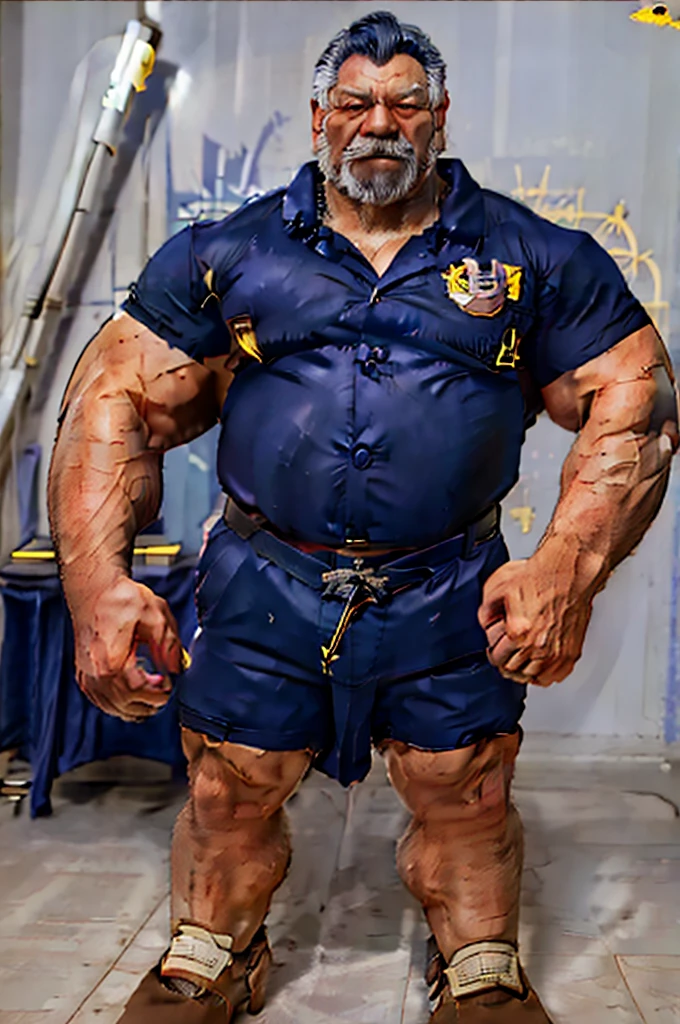 4k quality, old male, Chinese old man, China face, massive pec, strong muscles, big belly, black hair, math teacher, wearing white shirtshirt tucked into underwear, tie,belt, heat, sweat stains, sweat all over, shame, grey gloomtache, ((raising the crotch)), massive pec, blush, satisfied looking, standing, holding a conference, class roomwearing navy black nylon sexy socks,