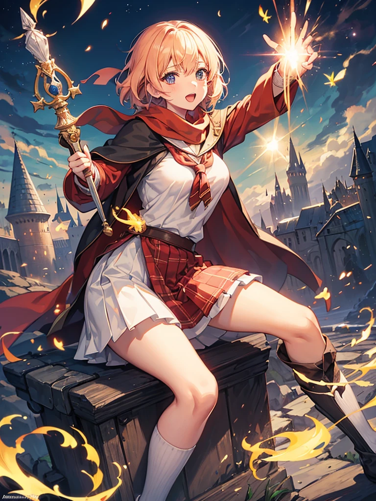 Himecut, large breast, Hogwarts, amputee, mechanical, Hogwarts school clothes, griffindor, magic wand, harry Potter, scarfs griffindor