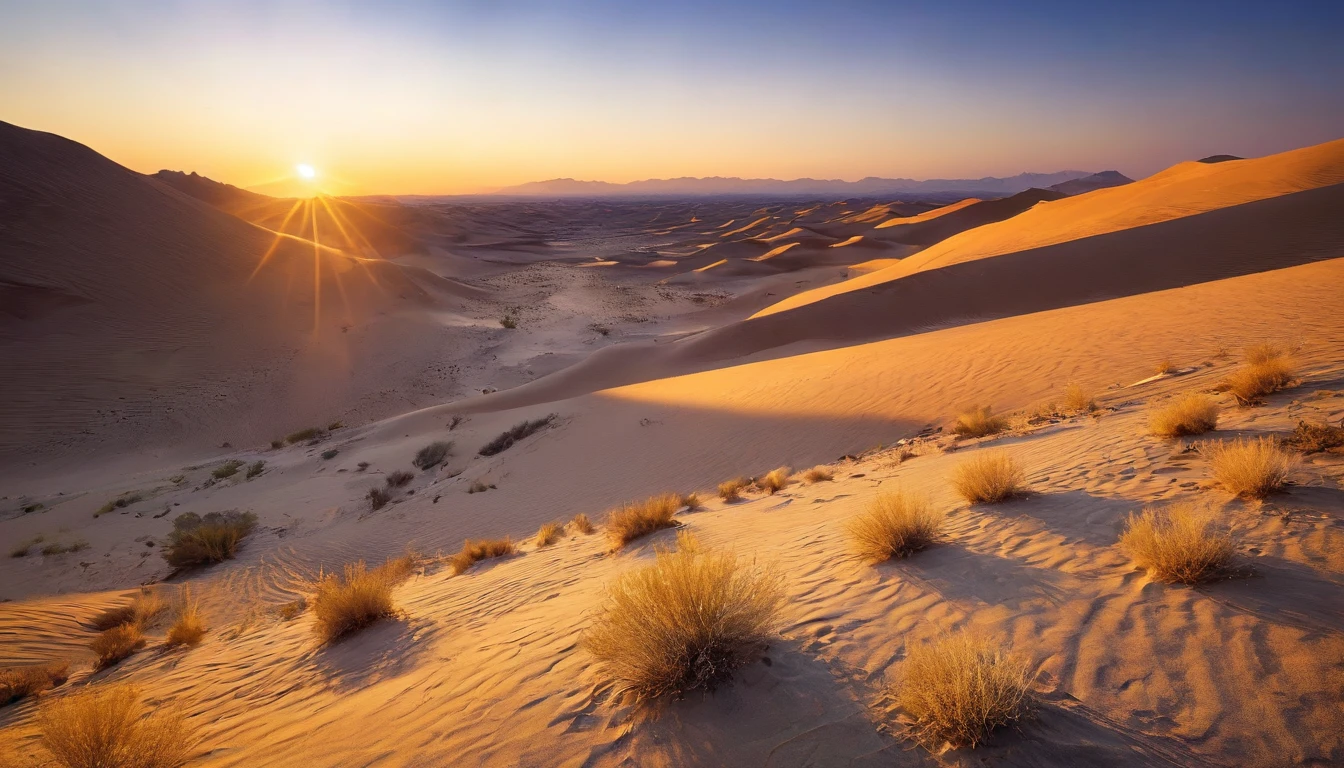 View a vast desert landscape bathed in the golden light of twilight IN THE TONES#FFA500 e #FF4500, evoking the iconic Star Wars look. In the center of the scene, a Jedi in a flowing cape stands silhouetted against the orange sky, your glowing blue lightsaber in your hand, pronto para enfrentar qualquer desafio. The ruins of an ancient civilization rise majestically in the background, and the remains of a fallen AT-AT adorn the landscape. The atmosphere is charged with expectation, as if an epic battle was about to begin.hyper realistic composition,32k resolution,cinematic composition,cinematic color grading.photography whit Phaseone 85mm,depth of field.pantones #CEDBE1#D3B9AO#73503C#A6826D#261B17.