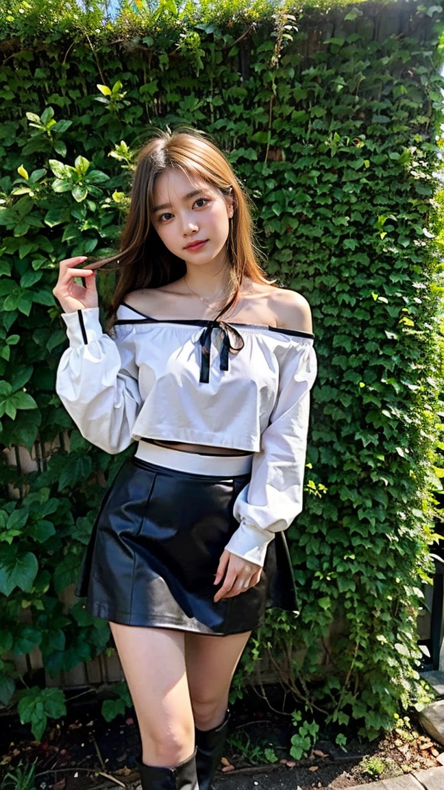 surrealistic、top-quality、 超A high resolution、Nikon Z 85mm、({(Raw foto:1.2)})natural soft light、profetional lighting、 realisitic、Super live-action、Photorealistic miniskirt、Perfect raw legs、delicate legs、 perfectly proportions、A sexy、 ulzzang -6500-v1.1, detailed beautiful faces、A detailed eye,Detailed lips,Beautiful eyebrows,perfectly proportions、Japanese ido,Korean Idols,18 year old beautiful woman revealing fashion, Fashion influenced by Namie Amuro,Amler,Amler Women,,90Wearing the tide of the times,micromini skirt,Wear platform boots,City of Shibuya, Women with good style,Ideal woman,The shape of the chest is beautiful,1Woman,Necklaces that match fashion,A bracelet,piercings,gyuru