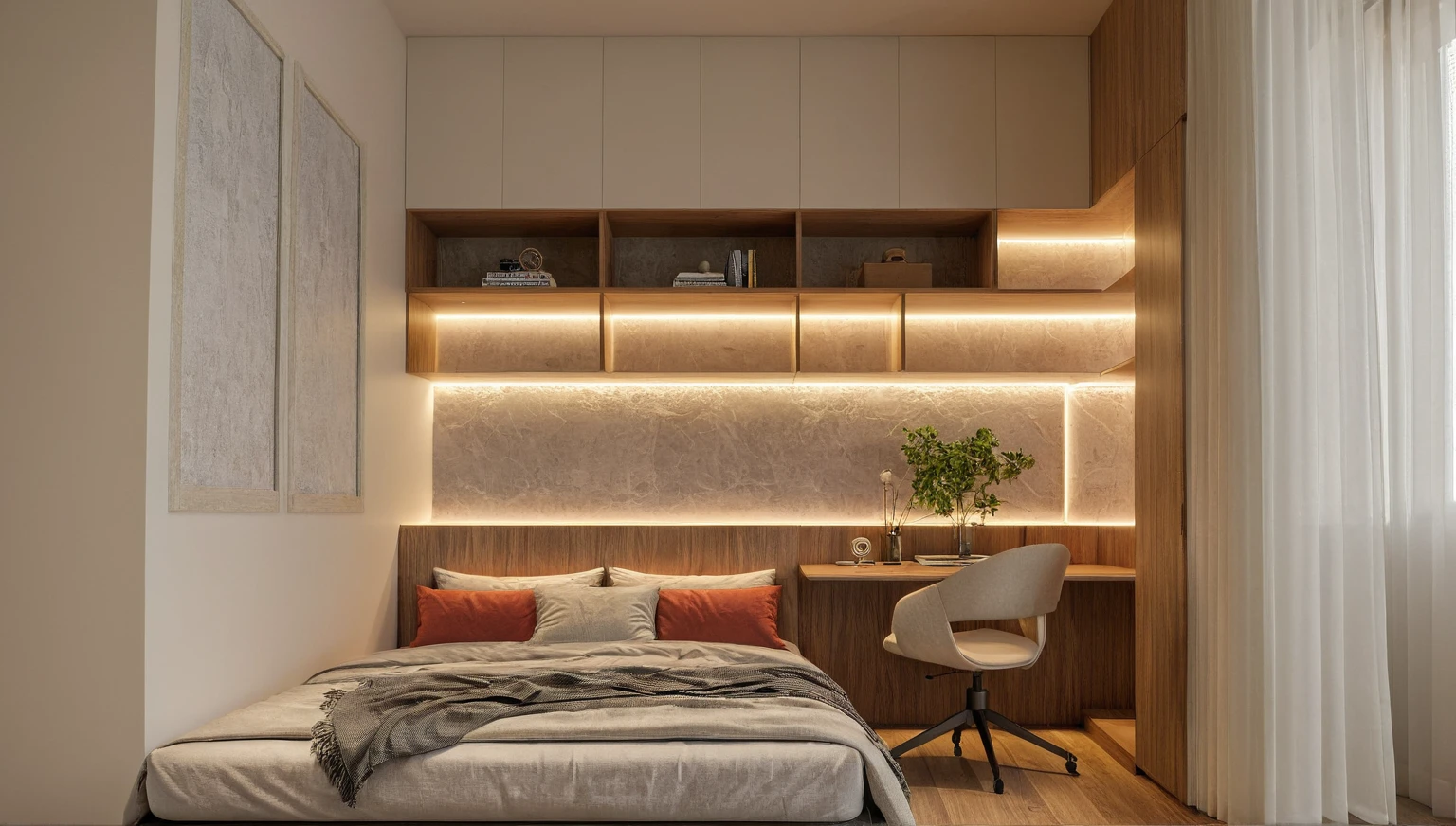 High quality, detailed, raw,.
kids room,bed room,lamp,carpet,toy,plant,colorful,Window on the left, wardrobe on the right, bright LED light,gentle decor