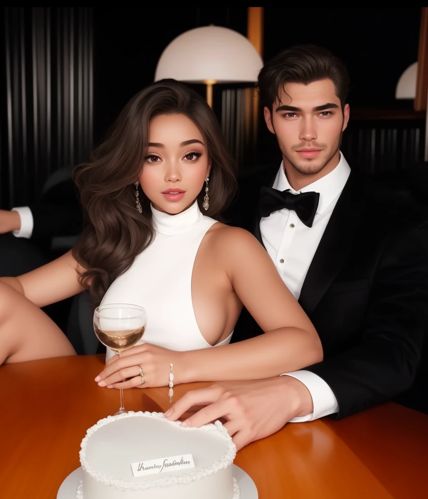 (best quality), big head, 1 beauty girl and 1 handsome men , Elegant, Dinne in , Relationship , Classy , Couple goals , Loving , Warming , True Love, Uhd