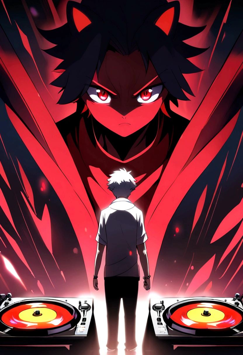 anime style, Furro, red eyed boy, dj
