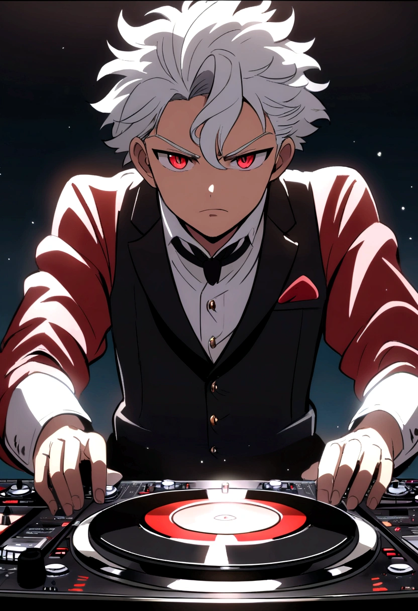 anime style, Furro, red eyed boy, dj