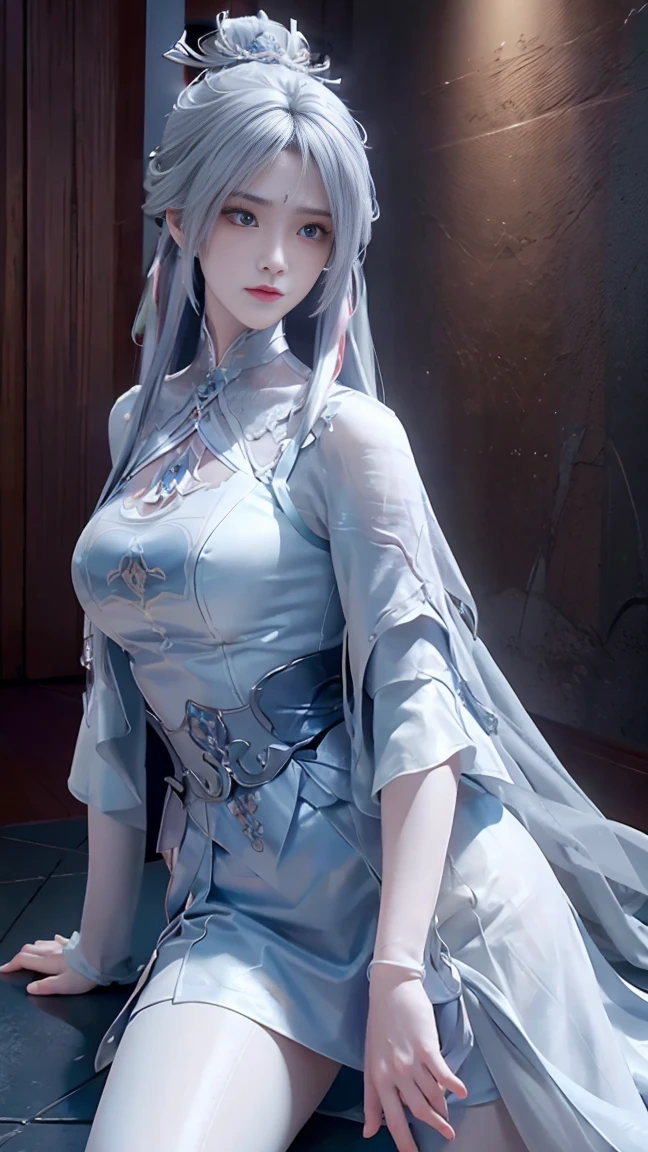 a white hair、Close-up of miss wearing white mask, Beautiful character painting, Gu Weiss, Gurwitz-style artwork, White-haired god, author：Yang Jie, Epic and beautiful character art, Stunning character art, author：Fan Qi, by Wuzhun Shifan, pixiv Art Street Guviz, Single ponytail, insult, High Ponytail, Tall and big, Long legs, (Sleeveless lace shirt), (shorts), (Striped )), ((Striped )), Walk, elegant, dignified, miss, Beautiful curves, sweet smile, Strong sense of detail and layering, color丰富绚丽, Has a unique texture, rich and colorful, color, vivid, Design Art, 16K, Very detailed, {{illustration}}, {Extremely refined}, {Exquisite surface treatment}, Very detailed, Delicate and shining eyes, {{Light}}, 极致Light效果, Model: realism, CFG size: 12, Laura: Bright texture (1.35), high quality, masterpiece, Exquisite facial features, Delicate hair depiction, Detailed depiction of the eyes, masterpiece, best quality, Light線追蹤, Extremely detailed CG unified 8k wallpaper, masterpiece, best quality, (1 girl), 完美miss身材, (((Skinny white T-shirt))), beautiful eyes, (Delicate face), Black short hair, Tie your hair up, Light blue hairpin, Black silk frame glasses, in class, (White skin), (Optimal Lighting), (Super intricate details), 4K Unified, (Very detailed CG), Showing off her white legs, , Hot Pants, shorts,性感Long legs, Thin waist, Sweat is running down my waist, Showing belly, Extremely detailed depiction, Pink Hair, Asymmetrical bangs, Transparent clothes, Hands on thighs, 把目Light移開, 8k resolution, Raise an eyebrow, Shiny hair, flower head, Wristband, bandage，Leather sexy pose, simple grey background, Crawl to the audience, Kitten pose, Get on all fours,