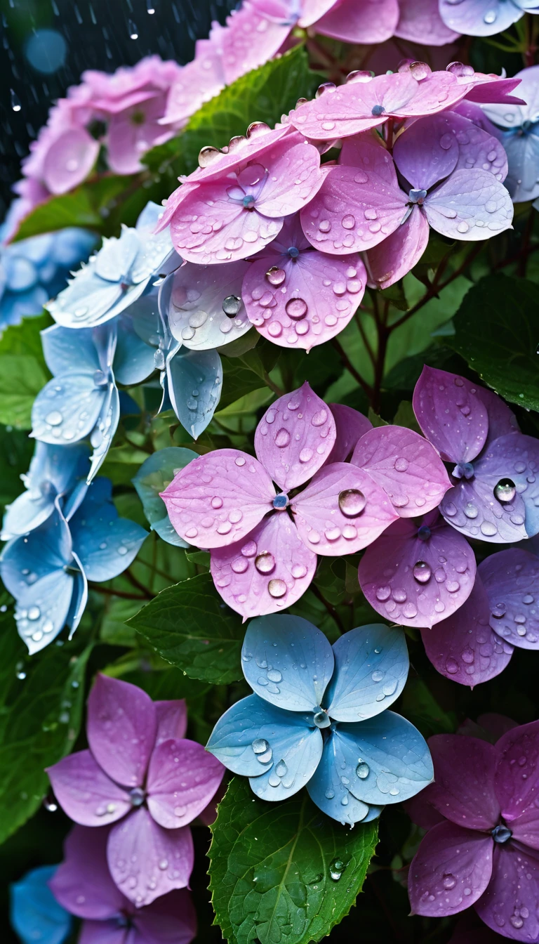 hydrangea,rain drop,beautiful photography,masterpiece