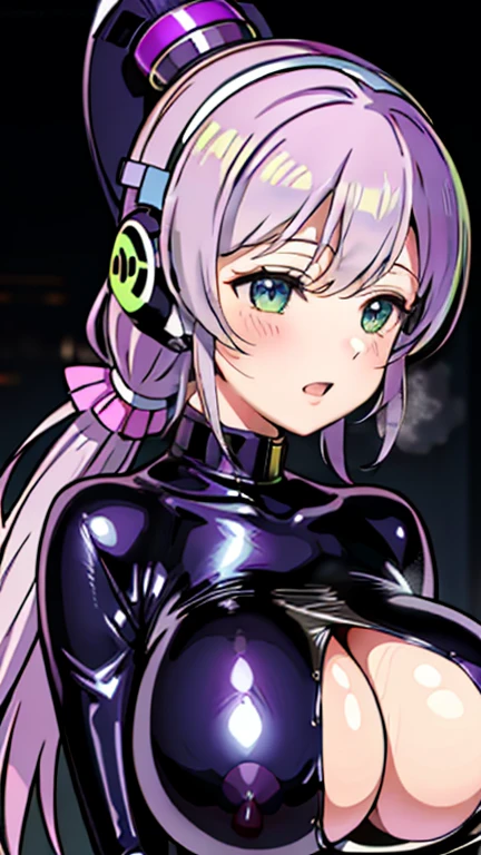 girl,NsfW,Helmet, brainwashing, visor)), wire, Nozomi Tojo ,(lovelive),clavicle, Eyes glowing purple,huge breasts,absurdists, brainwashing,empty eyes, ((No expression,erasure of emotions)), (black latex tight bodysuit),look away , Whole body shape,(highest quality、4K、8K、High resolution、must have:1.2)、Super detailed、(reality、It is realistic.、Realistic:1.37)、ticker、hyper HD、studio lighting、ultra definition paint、sharp focus、Physically based rendering、extreme details、Professional specifications、vibrancy and color、blurry、sports portrait、landscape、horror style、anime big breast、sf、photograph、concept artist、five fingers, perfect body,  {{{masterpiece}}}, {{{highest quality}}}, {{Super detailed}}, {shape}, {{very delicate and beautiful}},Improved cost performance、all roles、Canon 5D MK4でphotograph、photograph, There are a lot of horny people around、(Breast milk squirting)、(Nipple Pochi)、((smile))、(((ペニスを口で咥える)))