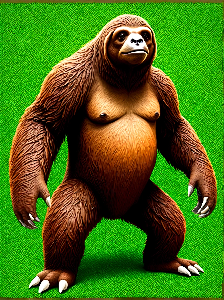 design cartoon character Mapinguari: Ape-like giant sloth (Brazilian Mythology/South American Folklore)