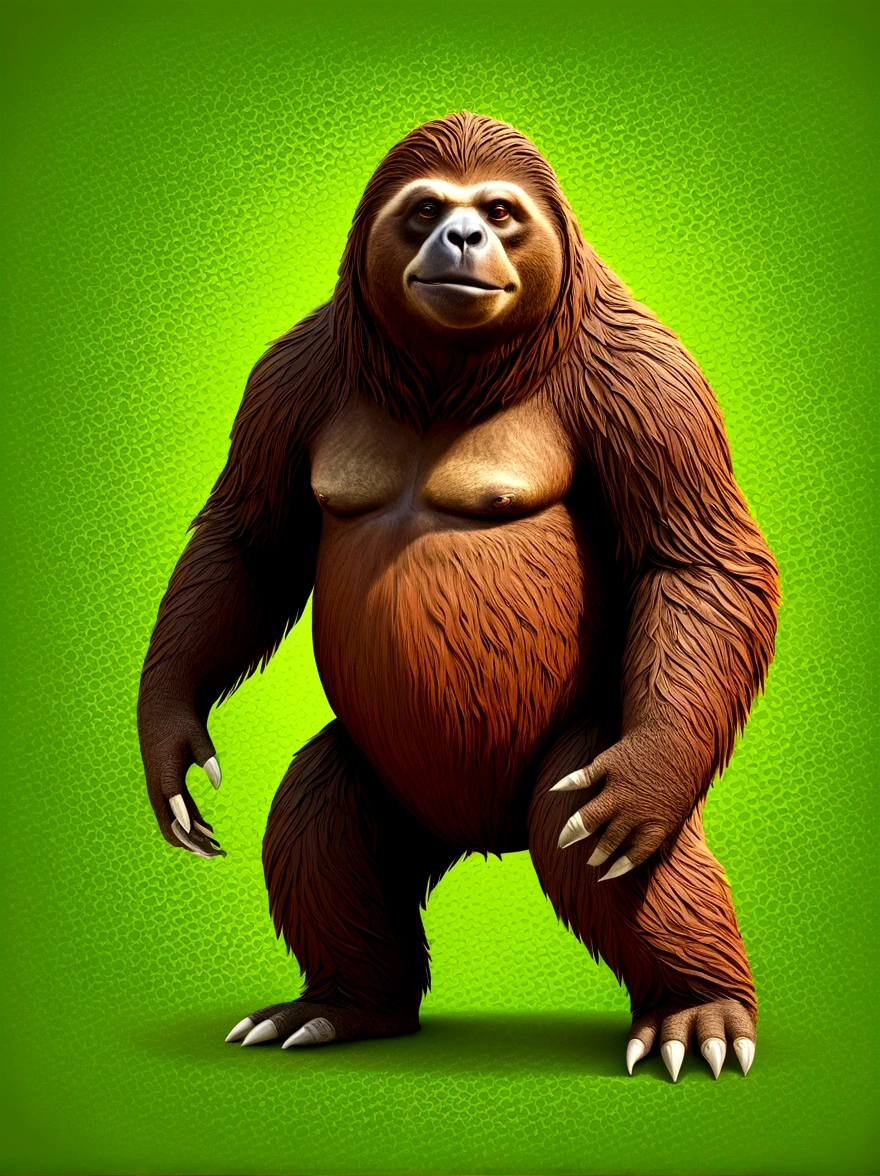 design cartoon character Mapinguari: Ape-like giant sloth (Brazilian Mythology/South American Folklore)