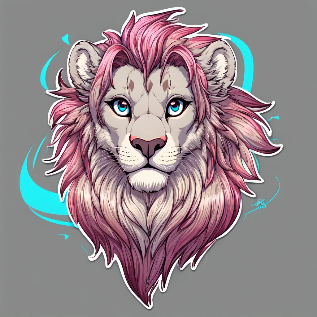 a design [lion], [soft neon light], sticker art, vector art