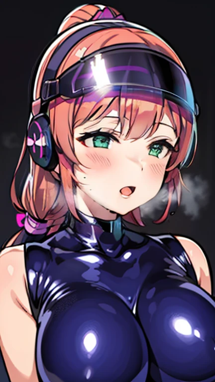 1 girl,NsfW,Helmet,(( brainwashing, visor)), wire, Nozomi Tojo ,(lovelive),clavicle, Eyes glowing purple,huge breasts,absurdists, brainwashing,empty eyes, ((No expression,erasure of emotions)), (black latex tight bodysuit),look away , Whole body shape,(highest quality、4K、8K、High resolution、must have:1.2)、Super detailed、(reality、It is realistic.、Realistic:1.37)、ticker、hyper HD、studio lighting、ultra definition paint、sharp focus、Physically based rendering、extreme details、Professional specifications、vibrancy and color、blurry、sports portrait、landscape、horror style、anime big breast、sf、photograph、concept artist、five fingers, perfect body,  {{{masterpiece}}}, {{{highest quality}}}, {{Super detailed}}, {shape}, {{very delicate and beautiful}},Improved cost performance、all roles、Canon 5D MK4でphotograph、photograph, Open clothes、(Breast milk squirting)、(Nipple Pochi)、(((アヘ顔またはイキ顔)))