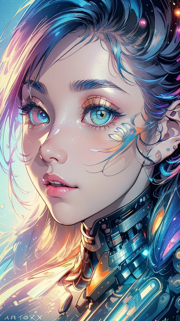 (((masterpiece, highest quality))),(((solo:1.2))),(((1girl:1.2))),32k wallpaper, very detailed,(((((portfolio))))),(((((Close-up))))),(((((bust up))))),((((more various angle)))),(((highlight))),((((heterochromia)))),(((complete. detailed face))),((((Extremely talented)))),((((Wonderfully detailed complicated machine)))),((((genius mechanic)))),((Overall colorfully)),(((futuristic galaxy))),(((perfect clear skinn))),(((reflection neon))),space thriller movie poster