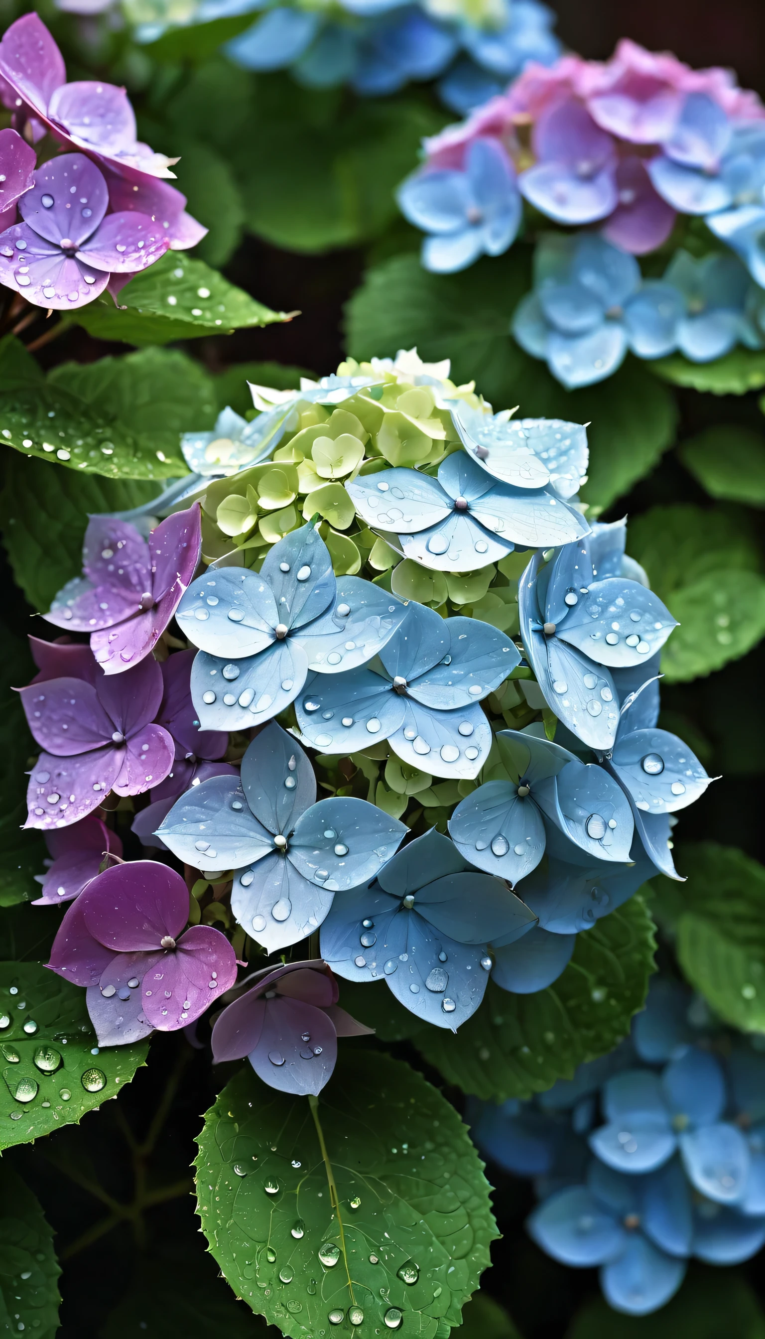 hydrangea,rain drop,beautiful photography,masterpiece