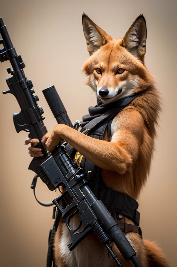 Armed Maned Wolf, with gun in hand