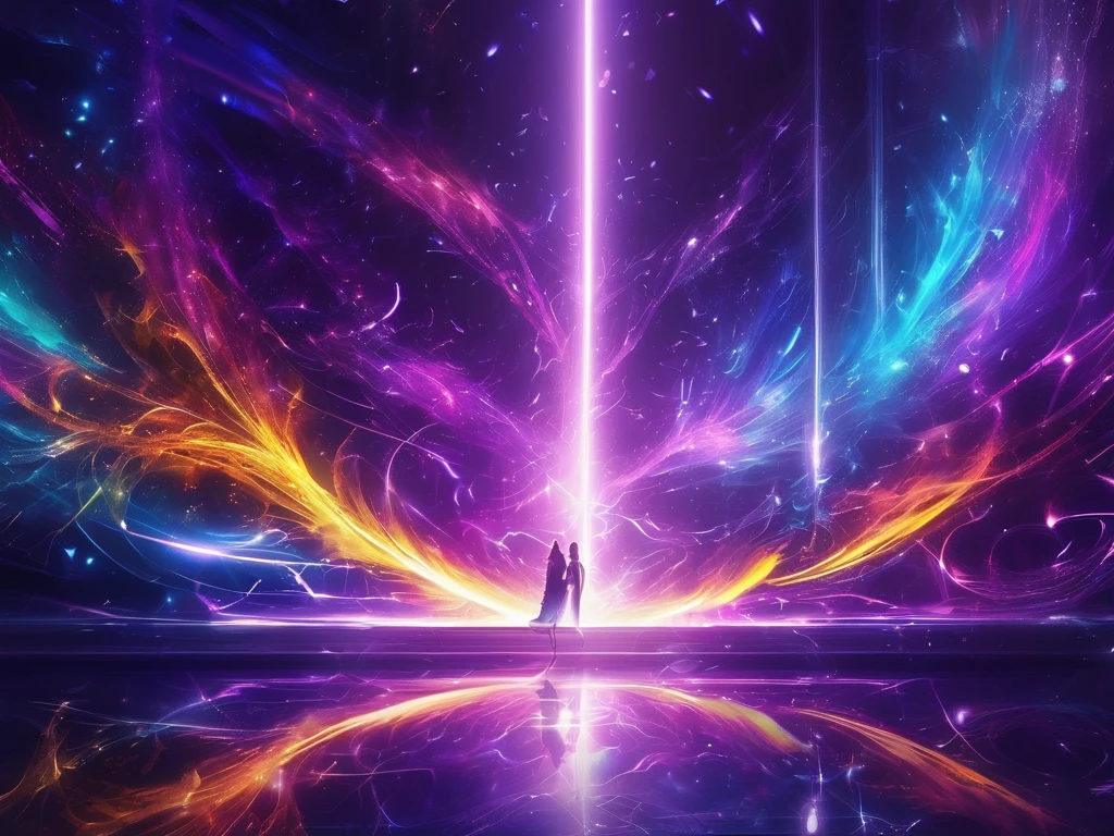 In the center，Very bright colors, Light Particles, Shining, disaster, Wallpaper Art, Ultra HD Wallpaper、Background purple、mystery、Impersonal、