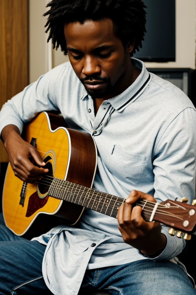 Starving black man who knows how to play the guitar 