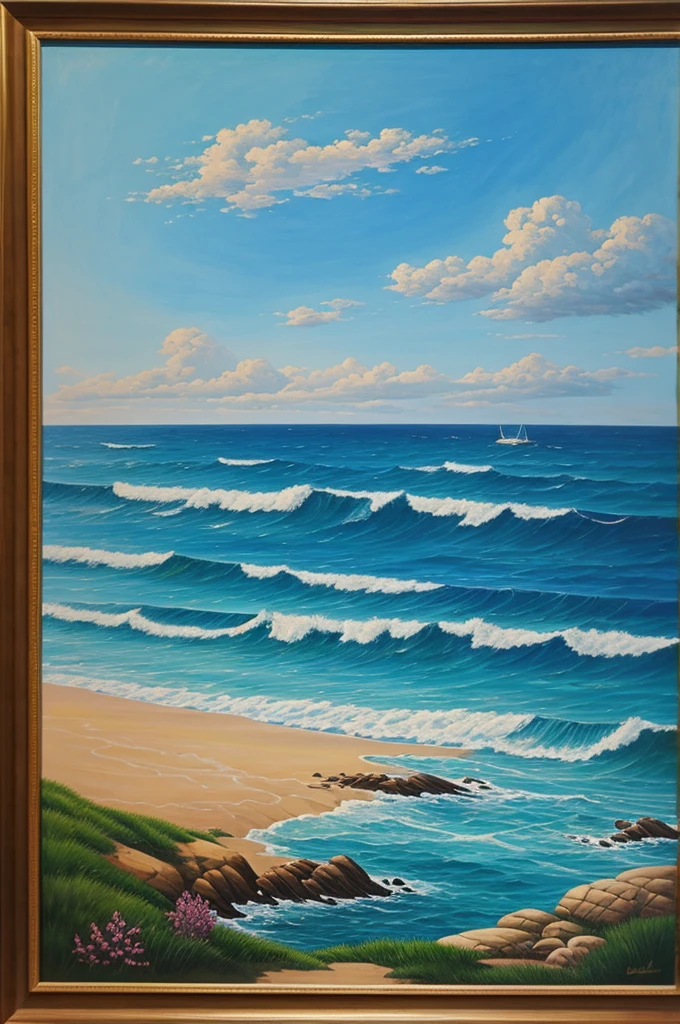 A sublime art painting of the modern era about a drawing of the sea