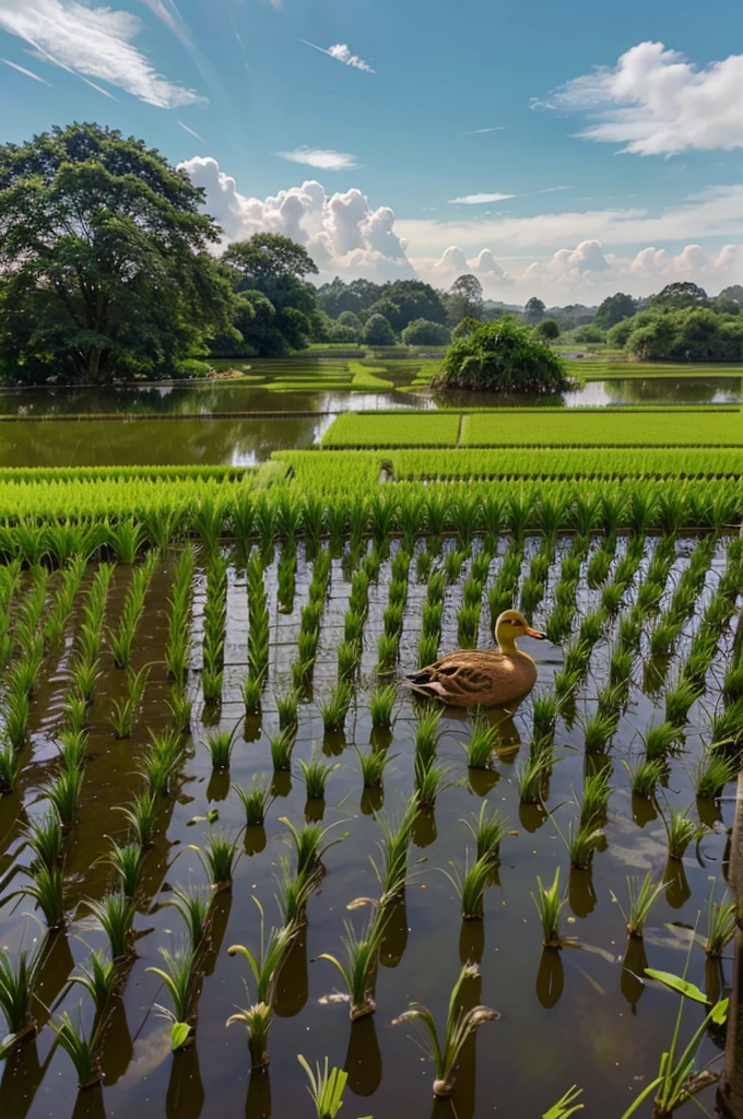 duck green, ricefield