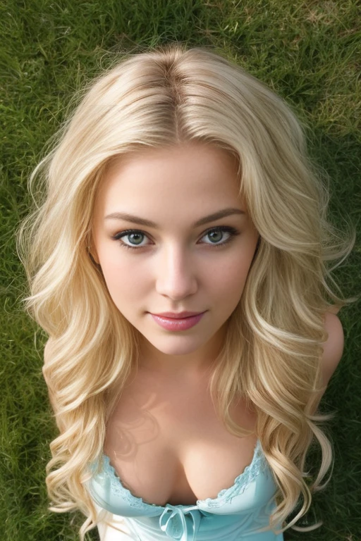 (From above:1.5), 1 beautiful European blonde woman, 23 years, long wavy hair, she's a model, pose sexy, flirting with the camera, Perfect face, Perfect eyes, perfect your hands, perfect chest, perfect hair, perfect body, perfect feet, (She is wearing a spaghetti-strap, off-the-shoulder shirt and a skirt.., in a field of colorful flowers, She is kneeling on the picnic tablecloth., have a picnic:1.3), (beautiful smile:1.0), NIKON, fujifilm, Fujicolo, UHD, retina, Masterpiece, necessary, anatomically correct, textured skin, super detail, High details, high quality, awarded, Best Quality, high resolution, 8k