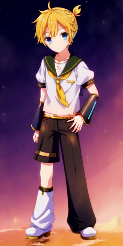 one boy, Kagamine Len, sailor collar, blue eyes, short pants
