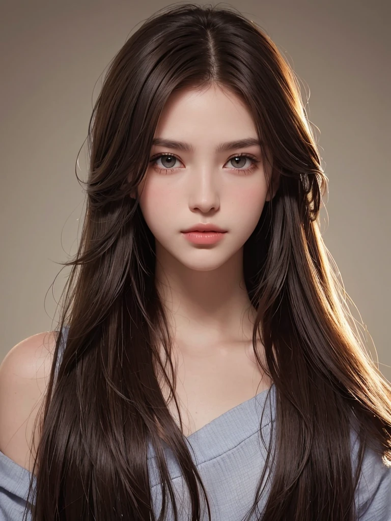 best qualtiy,tmasterpiece,A high resolution,Reality,RAW photogr,1girl,brunette color hair,Tall and tall,The background color is dark,There is a strong sense of contrast,The skin is tender and textured,cold light,With a shallow smile,With deep eyes