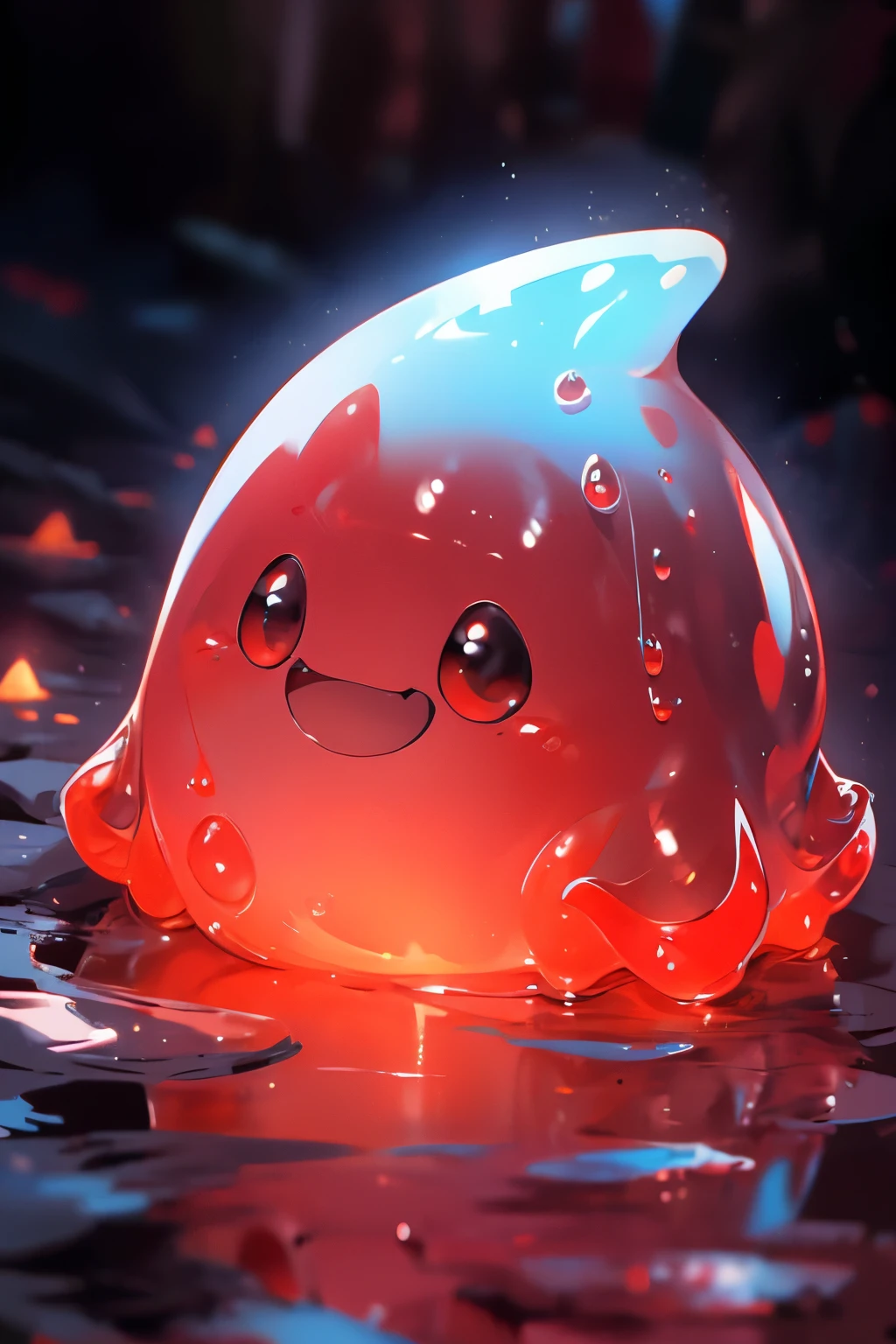 1 slime, (blood red), black eye smile, only the slime