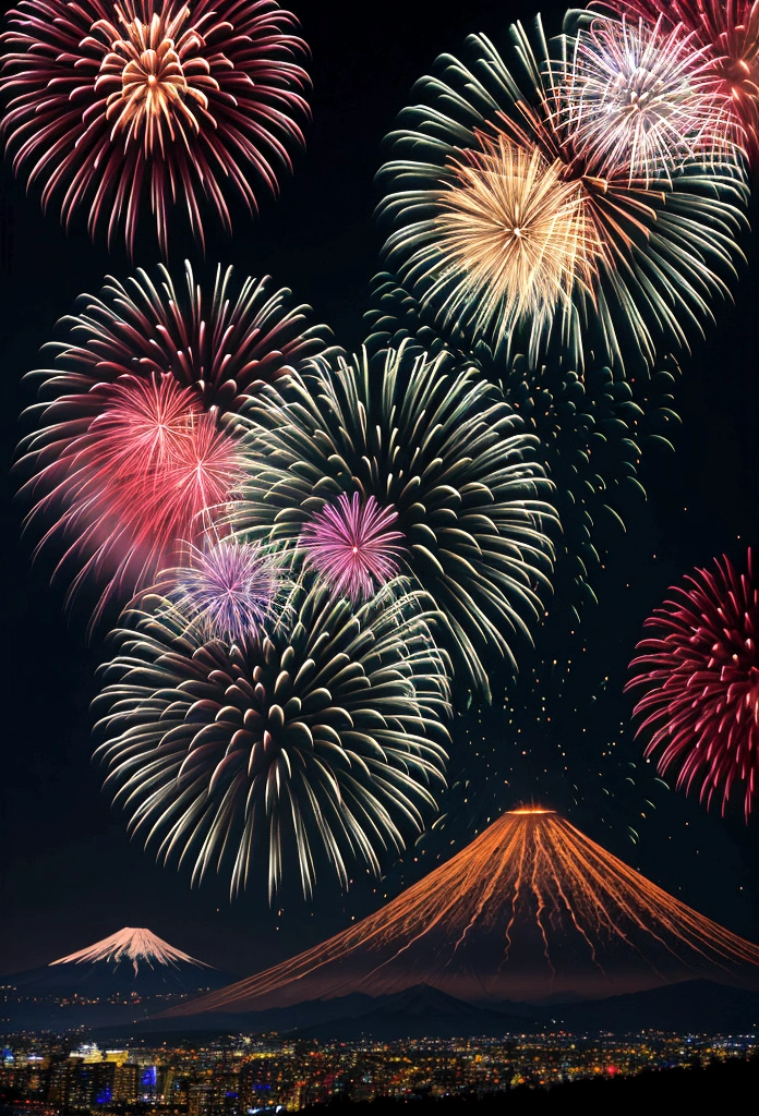 firework Fuji Mountain