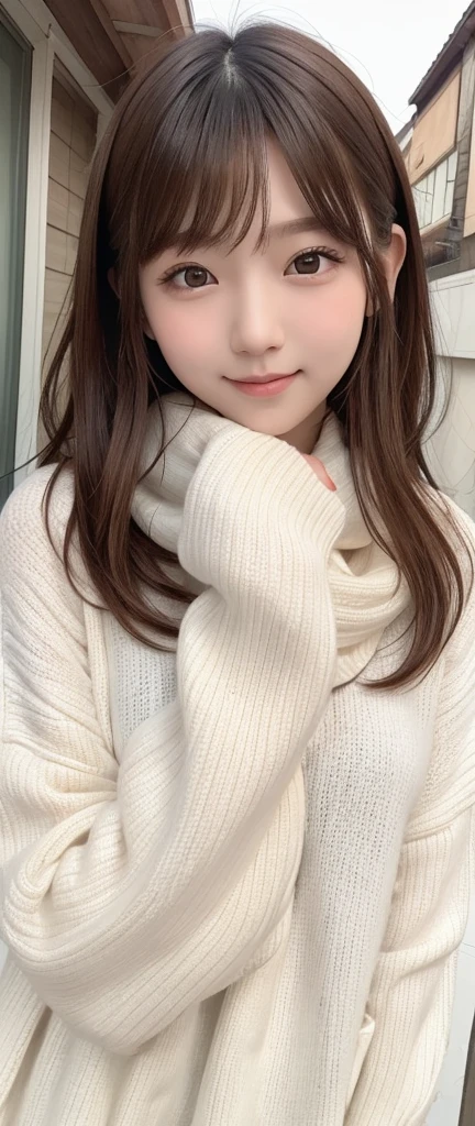 one girl, (a beauty girl, delicate girl:1.3), (16 years old:1.3),
BREAK, Cute long sleeve winter clothes,BREAK with hands on cheeks, very fine eye definition, (symmetrical eyes:1.3),
BREAK, Winter Park,
BREAK, small breasts, brown eyes, parted bangs, brown long hair,  girl,Gentle Smile BREAK, (eyes and faces with detailed:1.0),
BREAK, (masterpiece, best quality, ultra detailed, detailed face, 8K)