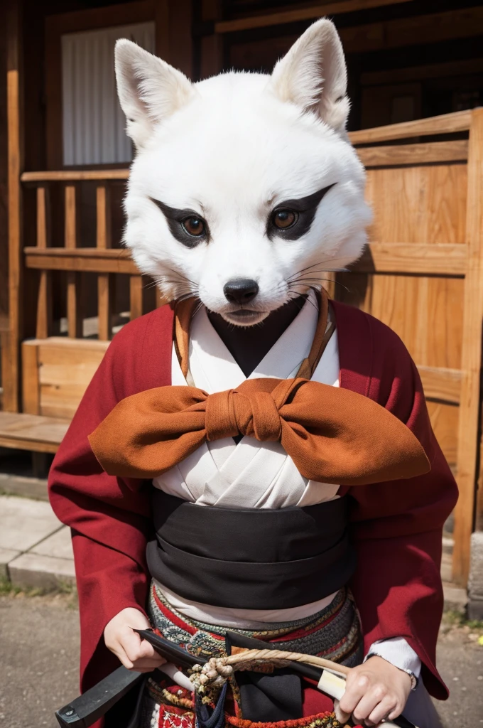 Samurai wearing a fox mask