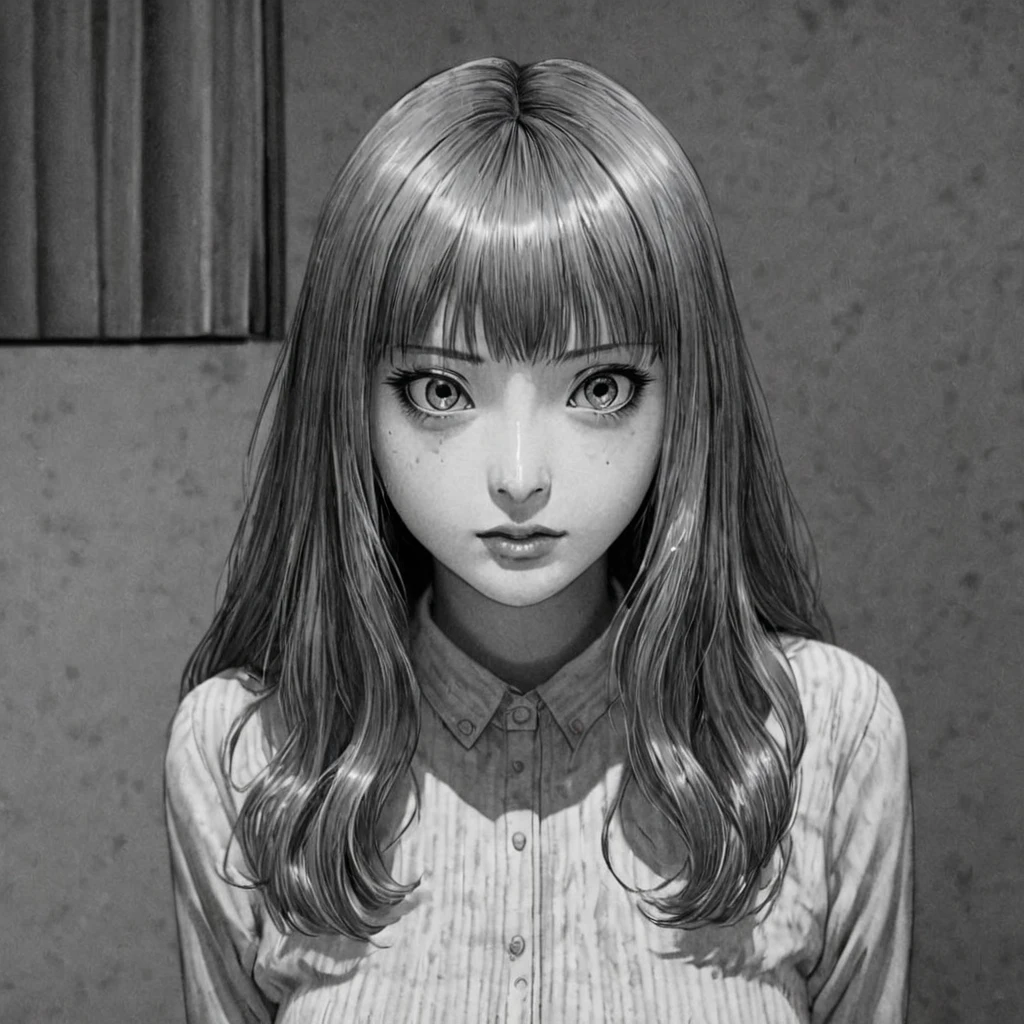 1woman, it cost, (anime), bizarre scenario, This is Junji, Yusuke Murata, black and white, 8K, anime, horror