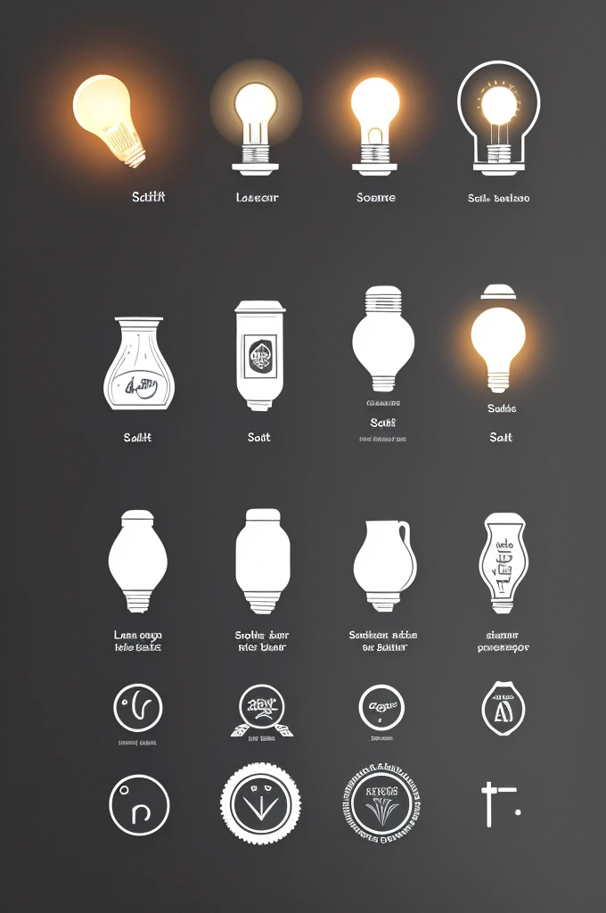 Create a stamp-style logo with the icons of a salt shaker and a light bulb, the logo needs to have a touch
