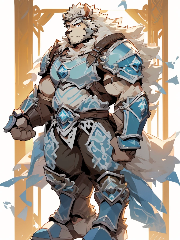 a furry sheep, white fur, long hair, slim fit, fit build, paladin, ((white sheep), ((blue paladin armor)), full body, ikemen, handsome, mature, muscular, long silky hair, detailed full body, commission for high res, tall,