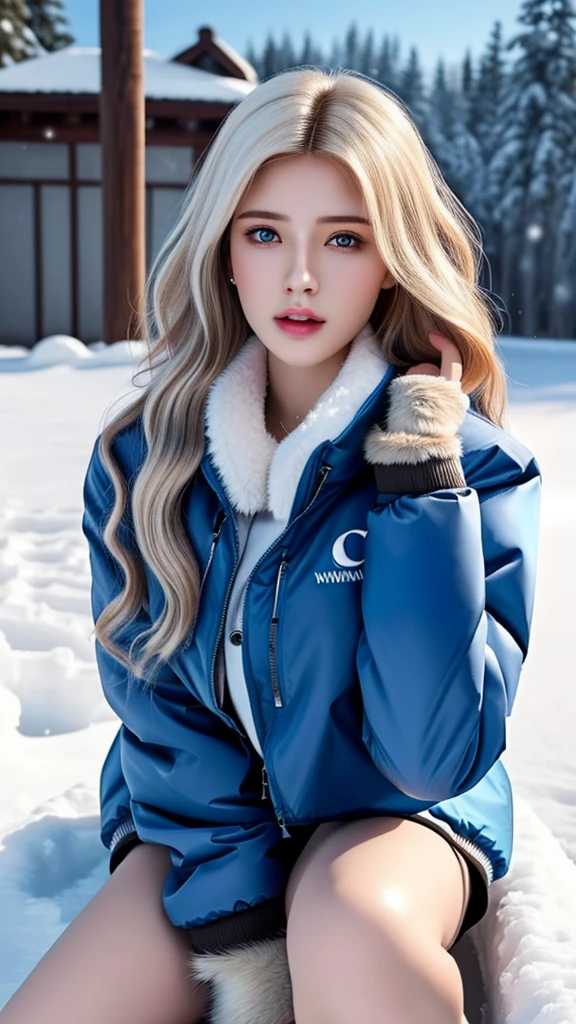 (hyperrealistic), (illustration), (high resolution), (8K), (extremely detailed), (best illustration), (beautiful detailed eyes), (best quality), (ultra-detailed), (masterpiece), (wallpaper), (photorealistic:1.4), (natural light), (rim lighting), (detailed face), high detailed realistic skin texture, anatomically correct, solo, 1 girl, (high detailed realistic long wavy white hair:1.5), (dual ponytail contorted:1.4), heterochromic eyes, (detailed blue eyes), small moles under the eyes, (realistic big breasts:1.5), long legs, tight abs, dynamic pose, (Winter jacket with fur only at the collar:1.3), (upon body from head to thighs:1.4), (Beautiful Cute Pakistani Woman:1.55), standing alone, outdoor, snowing, winter,