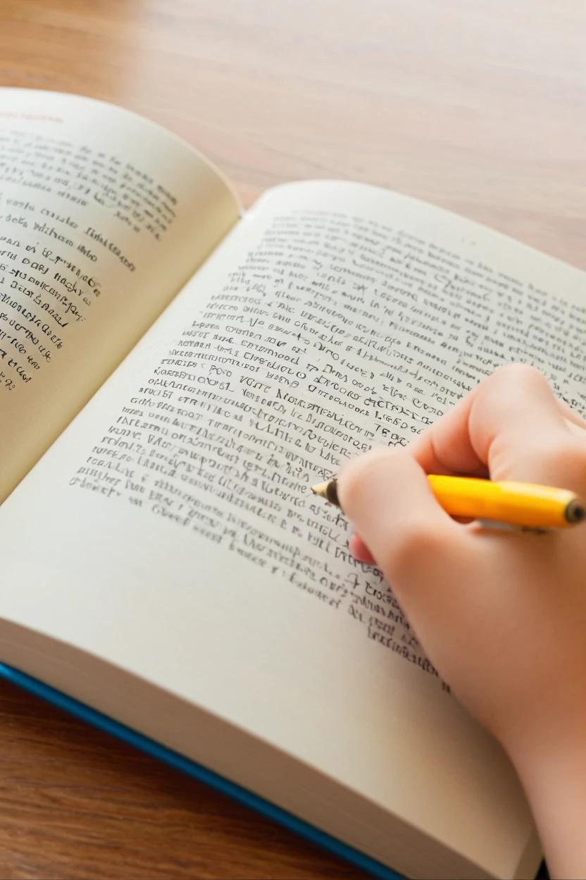 Open the book, pen,hand, illustration,Screen close-up,Classroom Background
