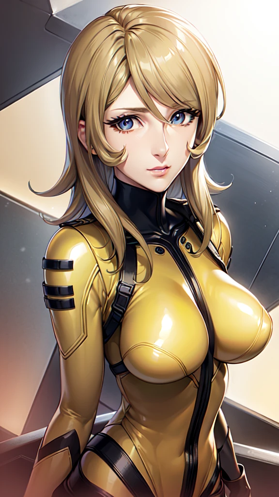 Mature Woman, Woman in a futuristic suit, highly Detailed face, nice, mother, Very large breasts, (Mature Woman), Mature Face, (Mature Woman), Cyber Suit, Anime girl in tight suit, Milfication, Elegant body, Focus on the navel, nude, gloves, Earrings, SF, Female protagonist, Volumetric Light, Detailed lighting, Detailed Texture, BoobsCyberpunk, Biomechanical , masterpiece, (Top quality eyes), Detailed face, sci-fi background, Futuristic landscape, (((Yellow bodysuit))), (Chuby), (((high quality face))), (((high resolution face)))
