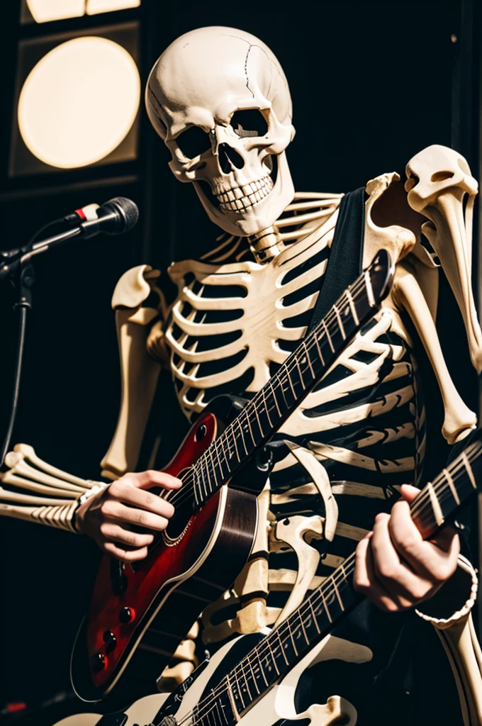 skeleton mAn playing guitar