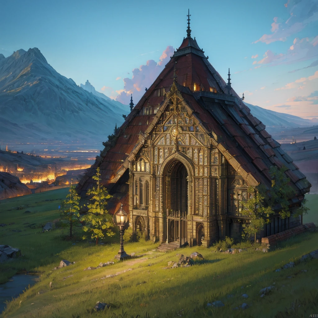 a detailed Warhammer 40k ((Gothic City)), panoramic view, high details, super detail, high quality, highres, 4K, 8k