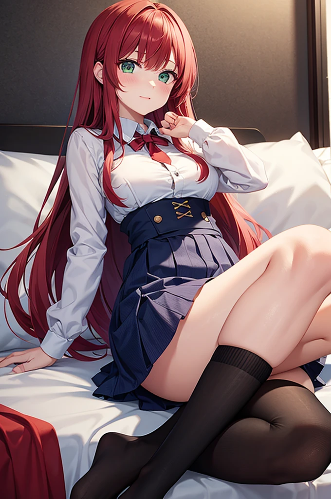 One girl、Red Hair、Green Eyes、Bloomers at school、Woman wearing maya at home、nsfw