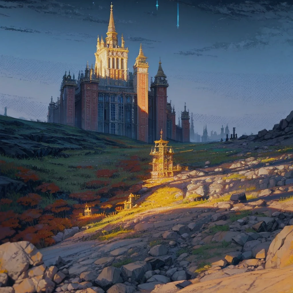 a detailed Warhammer 40k ((Gothic City)), panoramic view