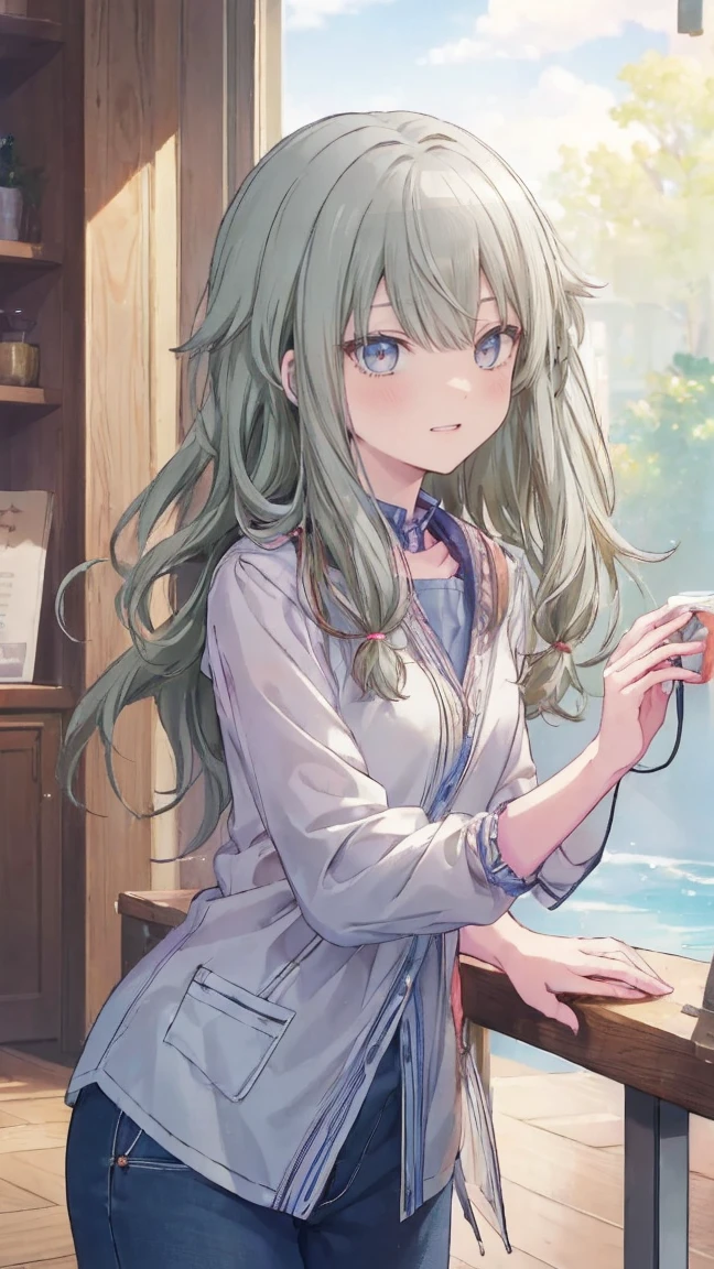 (masterpiece, 最high quality:1.6),Best image quality、最high quality、Perfect lighting,From the side,Lori、Girl、 Smile、A gentle gaze、Open mouth expression、masterpiece, Anime art style, Cute moves、Most detailed, high quality、Shiny Hair、Very fine and beautiful bright eyes、nose blush、Very detailed, clear and beautiful face, Awards, (((Anatomically correct))、Cowboy Shot