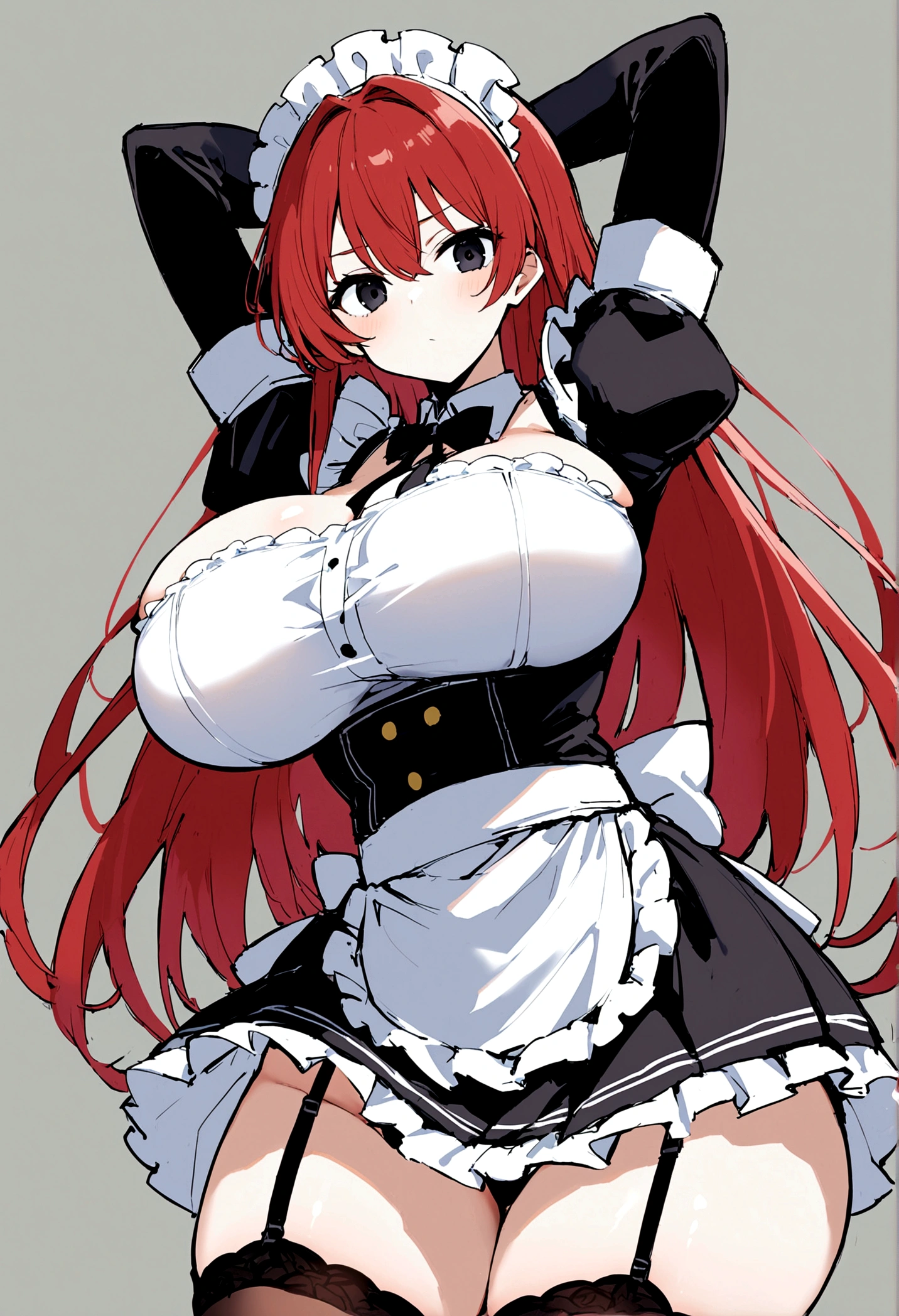 My name is Hikaru, I am a white test woman with long red hair and black eyes. I am 1.60cm tall and weigh 46kg. My sizes are 300 cm, my waist is 60 cm and my hips are 200 cm. Dressed in a tight fitting maid outfit with Garter belt. With big brm